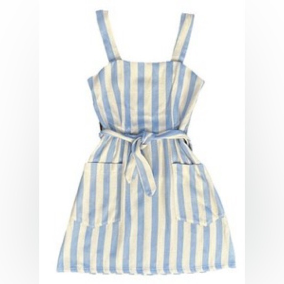 Never A Wallflower Nautical Striped Blue and White Sturdy Preppy Mini Dress S - Picture 1 of 8